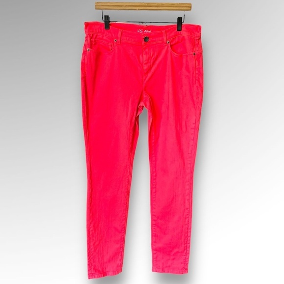 London Jeans Wonens ( VS Midi ) Red Midrise Jeans Sz 14 - Picture 1 of 8